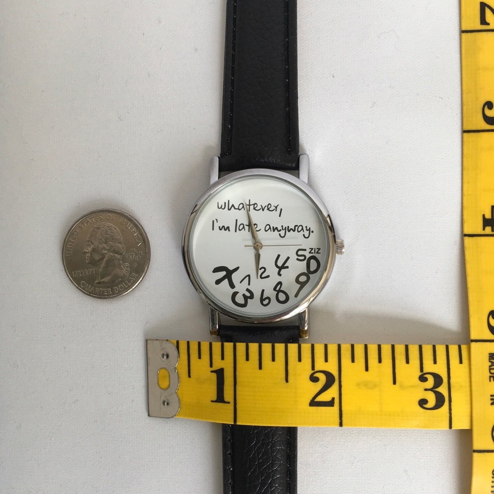 Watch Women’s Novelty  I’m Late Phrase Watch NEW Statement Quartz Watch - Picture 3 of 8